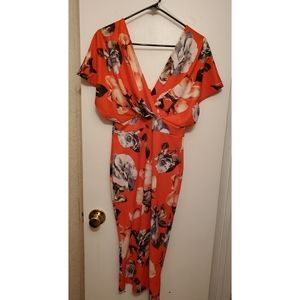 Floral Midi LG Dress Red